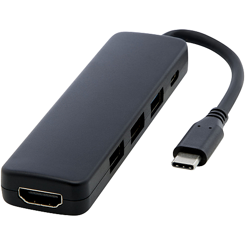 Loop RCS recycled plastic multimedia adapter USB 2.0-3.0 with HDMI port 1