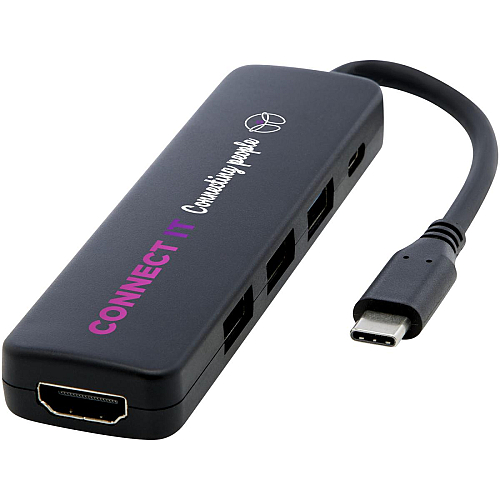 Loop RCS recycled plastic multimedia adapter USB 2.0-3.0 with HDMI port 2