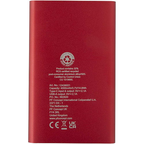 Pep 4000 mAh Type-C recycled aluminium power bank  4