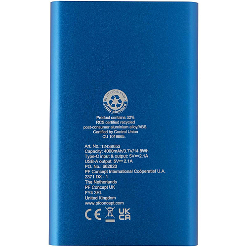 Pep 4000 mAh Type-C recycled aluminium power bank  4