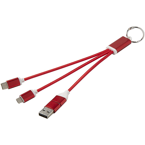 Metal 4-in-1 recycled aluminium charging cable with keychain 1