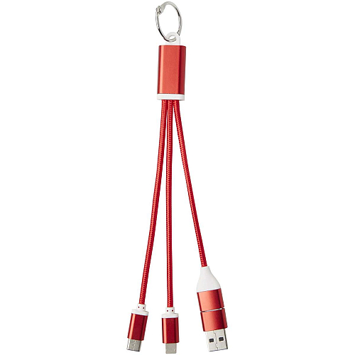 Metal 4-in-1 recycled aluminium charging cable with keychain 3