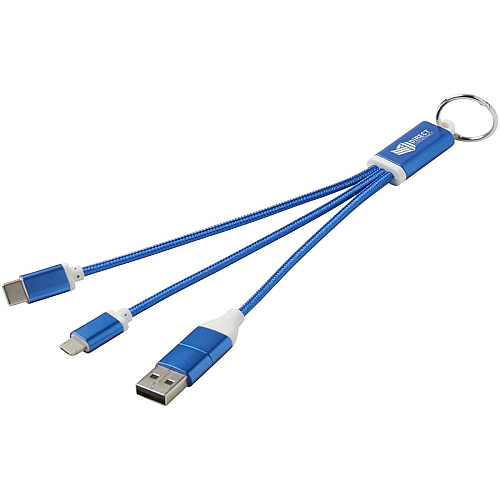 Metal 4-in-1 recycled aluminium charging cable with keychain 2