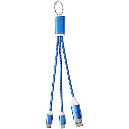 Metal 4-in-1 recycled aluminium charging cable with keychain 3