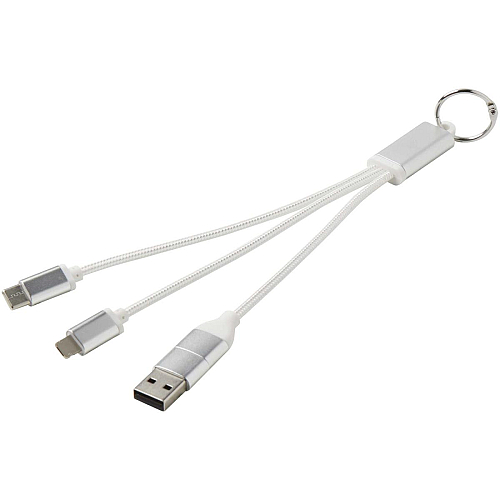 Metal 4-in-1 recycled aluminium charging cable with keychain 1