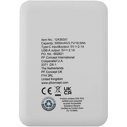 Asama 5000 mAh Type-C recycled plastic power bank 4