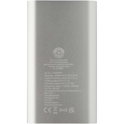 Juice 4000 mAh Type-C recycled aluminium wireless power bank  4
