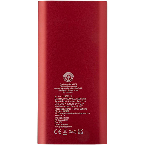 Juice 8000 mAh Type-C recycled aluminium wireless power bank 4