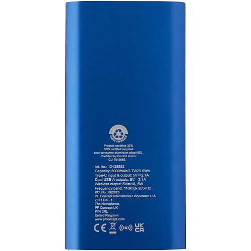 Juice 8000 mAh Type-C recycled aluminium wireless power bank 4