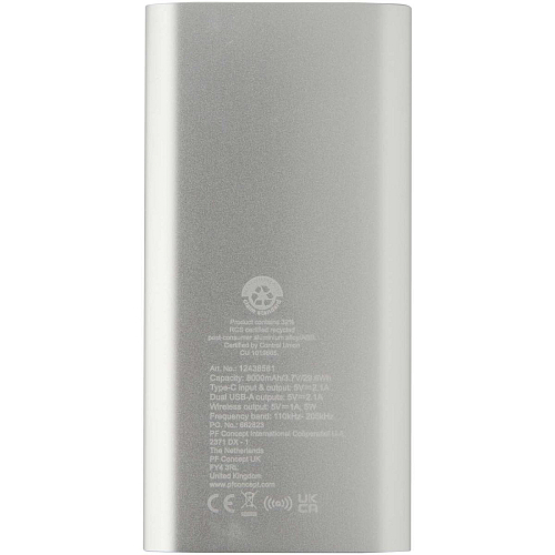 Juice 8000 mAh Type-C recycled aluminium wireless power bank 4