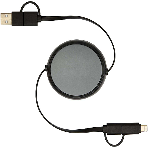 Alasia 5-in-1 100 cm recycled plastic and aluminium retractable data sync and 45W fast charge cable 3