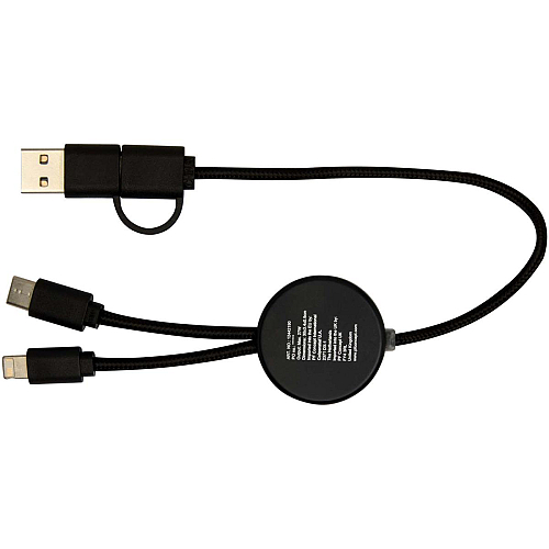 Chechia 5-in-1 recycled plastic 30 cm data sync and 27W fast charge cable with bamboo details 4