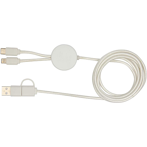 Chechia 5-in-1 recycled plastic 150 cm data sync and 27W fast charge cable with bamboo details 4