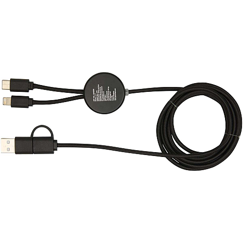 Chechia 5-in-1 recycled plastic 150 cm data sync and 27W fast charge cable with bamboo details 4