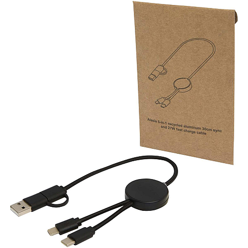 Citala 5-in-1 recycled plastic 30 cm data sync and 27W fast charge cable 1