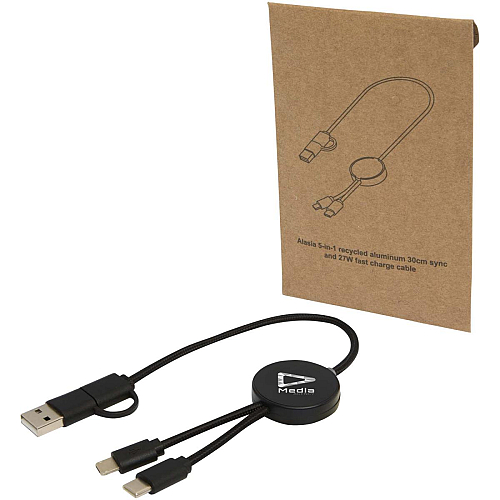 Citala 5-in-1 recycled plastic 30 cm data sync and 27W fast charge cable 2