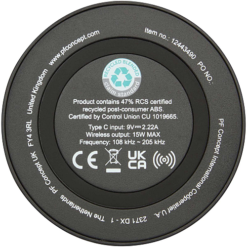 Freal 15W recycled plastic wireless charging pad 4