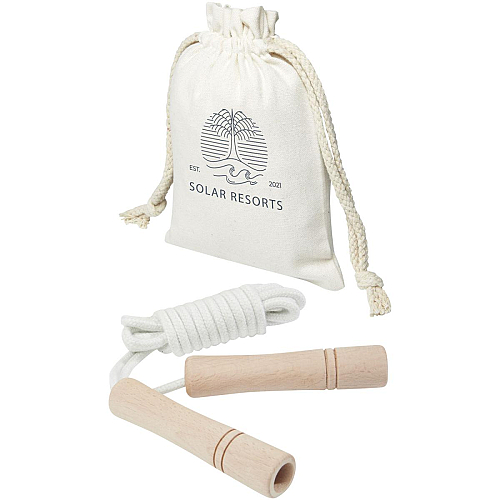 Denise wooden skipping rope in cotton pouch 2