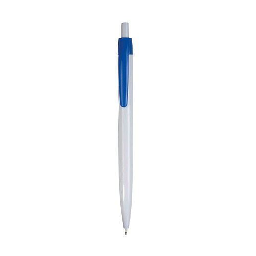 Plastic snap pen with white barrel and coloured clip 1