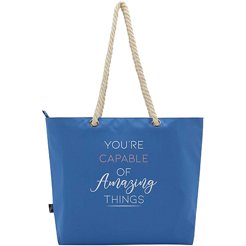 Panama GRS recycled beach cooler tote bag with cord handles 23L 2
