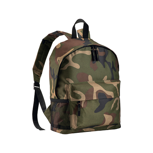 600d polyester 3-pocket camouflage backpack (one mesh side pocket). adjustable shoulder 1