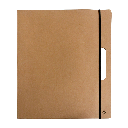 Recycled-paper notepad carrying file with sticky notes and cardboard pen, ruled notepad 1