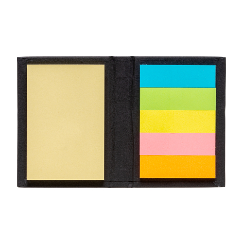 Small cardboard notebook containing sticky notes 2