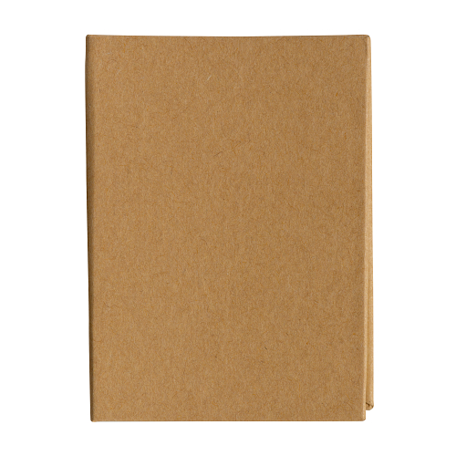 Small cardboard notebook containing sticky notes 1