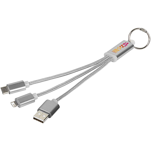 Metal 3-in-1 charging cable with keychain 2