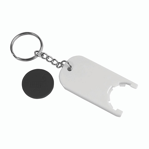 Plastic key ring with shopping trolley token 3