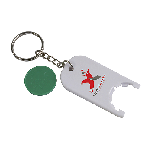 Plastic key ring with shopping trolley token 4