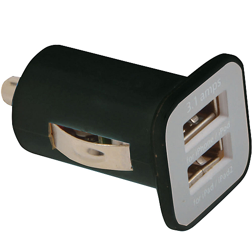 Micro usb car charger with 2 usb ports. input 12 v - output 5 v/1000 ma; 5 v/2100 ma 1