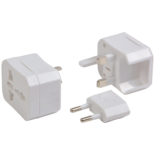 Universal adapter with plastic case. input and output: 100-125 v 6 a or 220-250 v 6 a 3