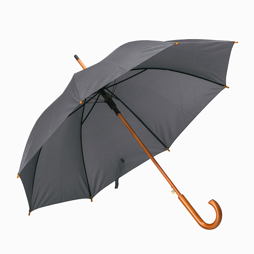 Automatic umbrella with wood shaft, ferrule and handle 1