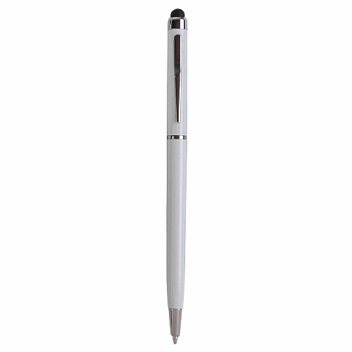 Plastic twist pen with touchscreen rubber tip and metal clip 1