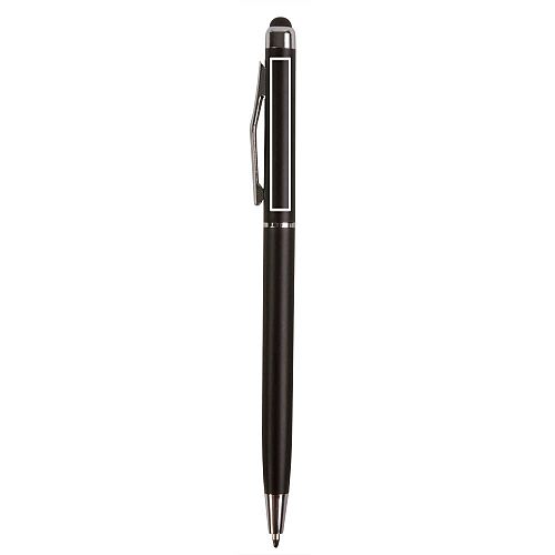 Plastic twist pen with touchscreen rubber tip and metal clip 3