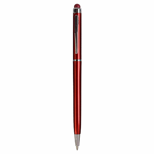 Plastic twist pen with touchscreen rubber tip and metal clip 1