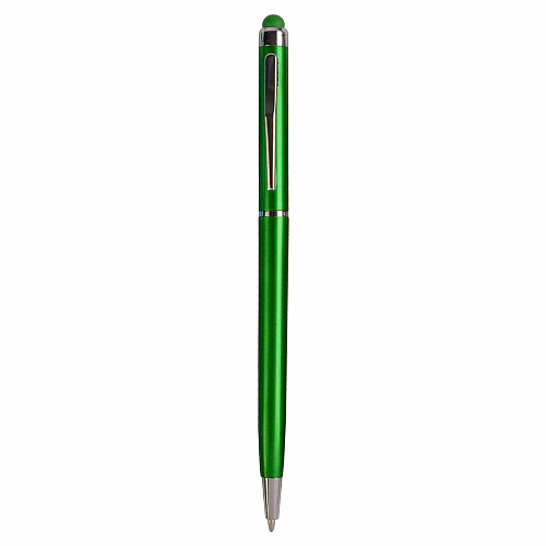 Plastic twist pen with touchscreen rubber tip and metal clip 1