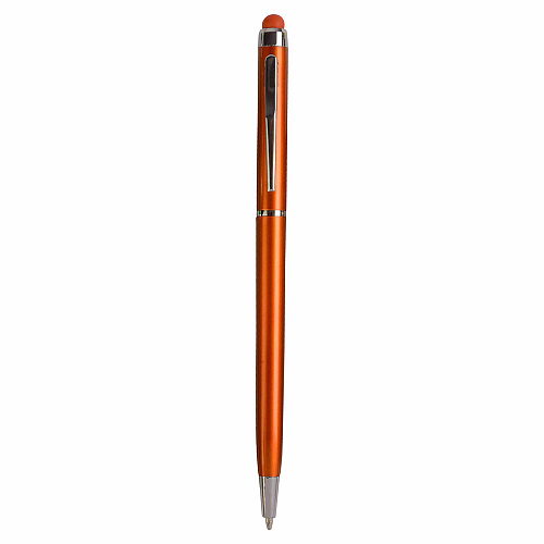 Plastic twist pen with touchscreen rubber tip and metal clip 1