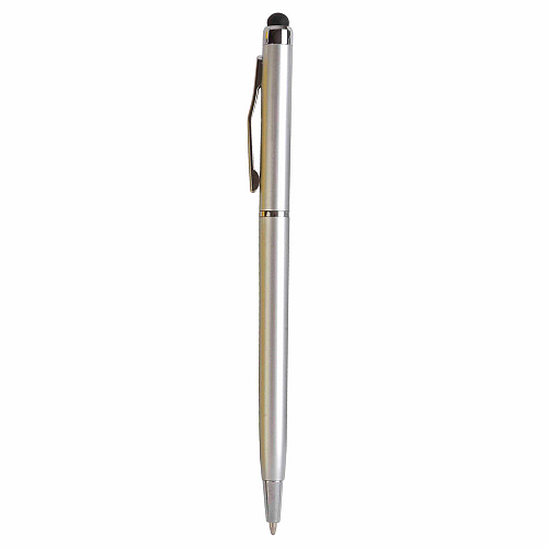 Plastic twist pen with touchscreen rubber tip and metal clip 2