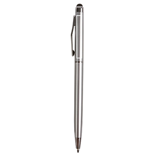 Plastic twist pen with touchscreen rubber tip and metal clip 3