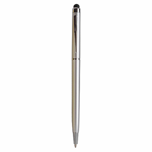 Plastic twist pen with touchscreen rubber tip and metal clip 1