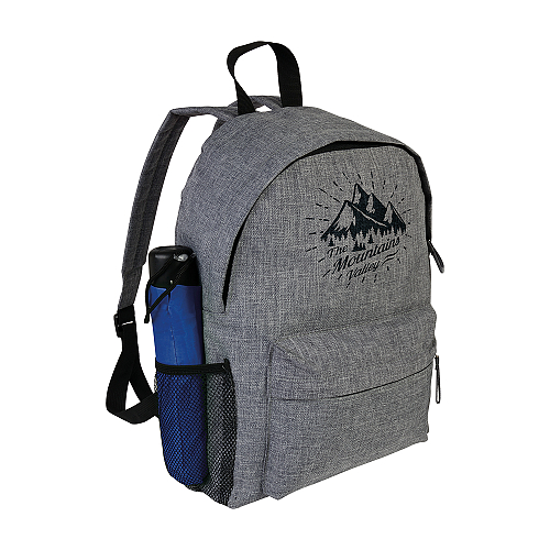 Polyester, two-tone melange-effect backpack with 3 pockets (one mesh side pocket) 2