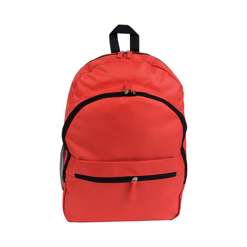 600d polyester 6-pocket backpack (two mesh side pockets). front pocket with velcro 2