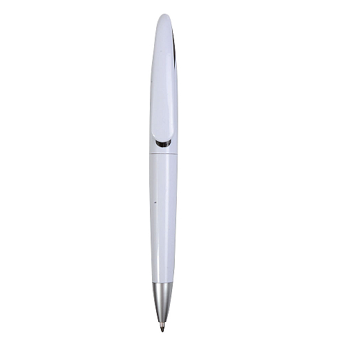 Plastic snap pen with white barrel and curved clip with coloured inside, jumbo refill 1