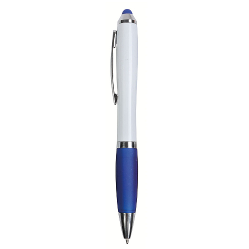 Plastic twist pen with white barrel, rubberised coloured grip 2