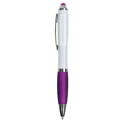 Plastic twist pen with white barrel, rubberised coloured grip 2