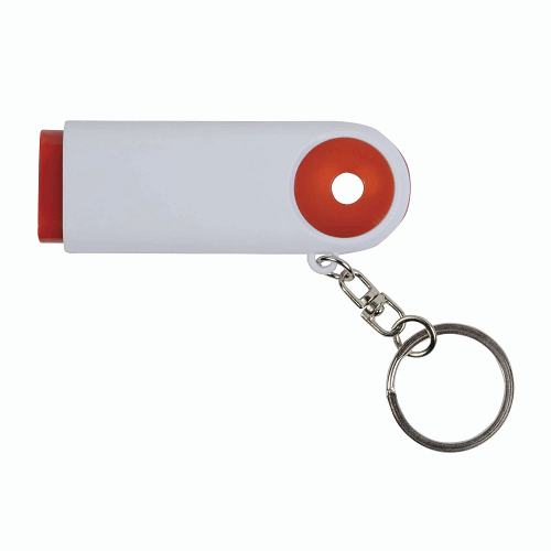 Plastic key ring with shopping trolley token and 2-led light 2