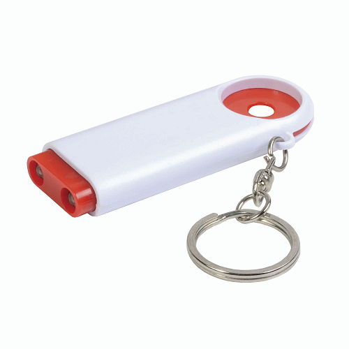 Plastic key ring with shopping trolley token and 2-led light 1