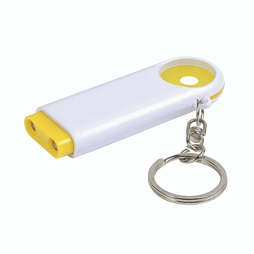 Plastic key ring with shopping trolley token and 2-led light 1